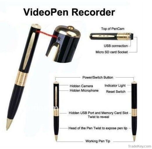 hotsales hidden 720x480pixels pen camera /video recorder