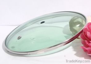 Green tempered glass lid with silicone rim