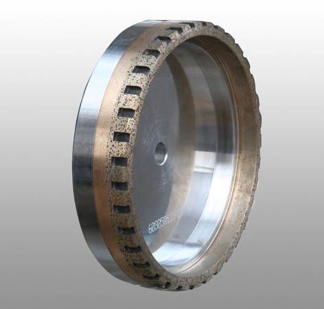 Diamond wheel with outside half segment for glass bevelling machine