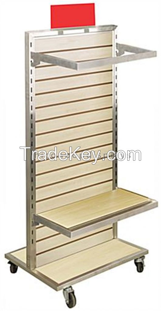 Flooring Slatwall Wood Movable Baby Clothes Display Stand