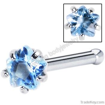 2014 High quality pretty crystal cheap piercing nose bone ring