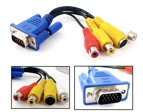 vga to rca splitter S-Video AV TV Adapter Conventer Cable for HDTV Laptop