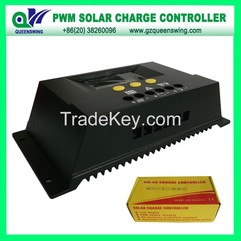 12V/24V Auto 30A PWM Solar Charge Controller with LCD Display