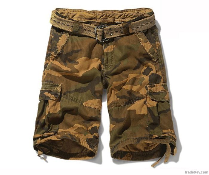 wholesale mens fashion camouflage cargo shorts with belt