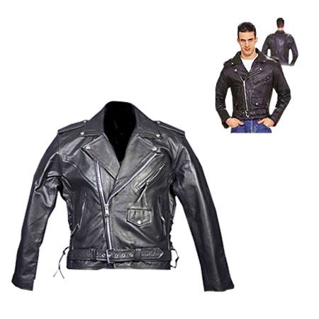 BASIC LEATHER MOTOR BIKE JACKET