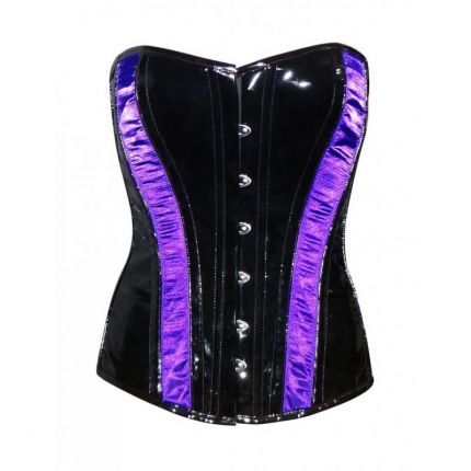 Overbust Black PVC Parpal Satin Corsets