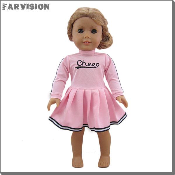 American girl cheer doll dress, pink doll dress wholesale