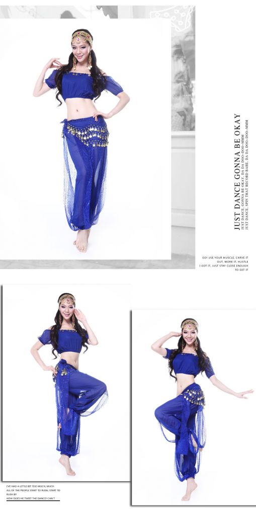 New Arrival CM103 Belly Dance Chiffon Costume top belt pant