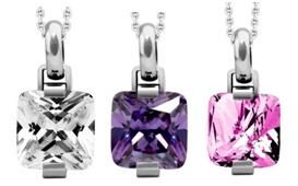 Inori cushion pendant in Steel - CZ &amp; Purple CZ &amp; Pink CZ