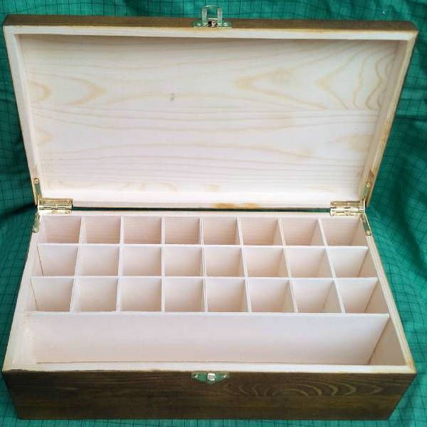 wooden storage box with compartment