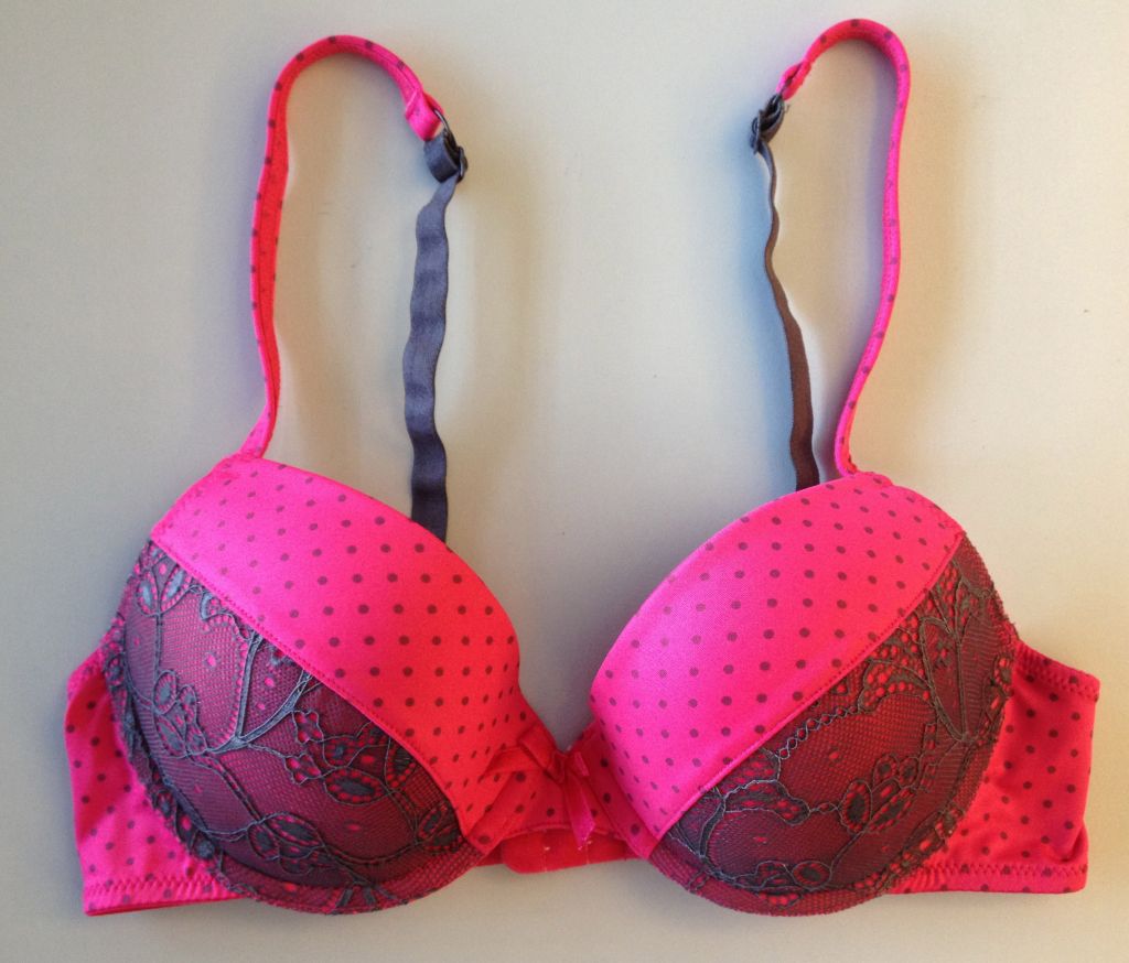  Ladies fancy print moulded cup bra &amp; brief set underwear  with contrast lace