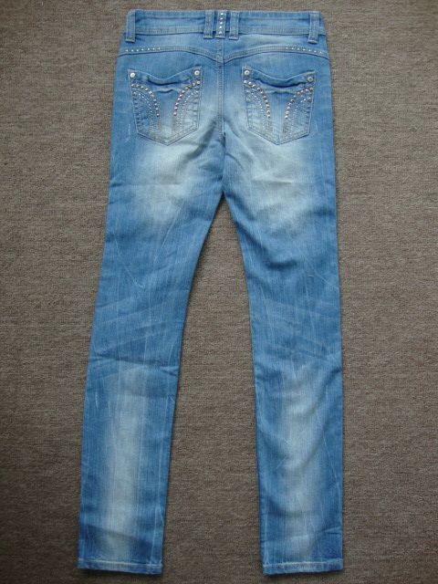  Ladies fancy cool  Jeans , hole,distress, enzyme wash, sand blasting