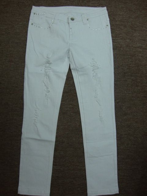  Ladies fancy cool  Jeans, distress,enzyme wash,  diamond decoration