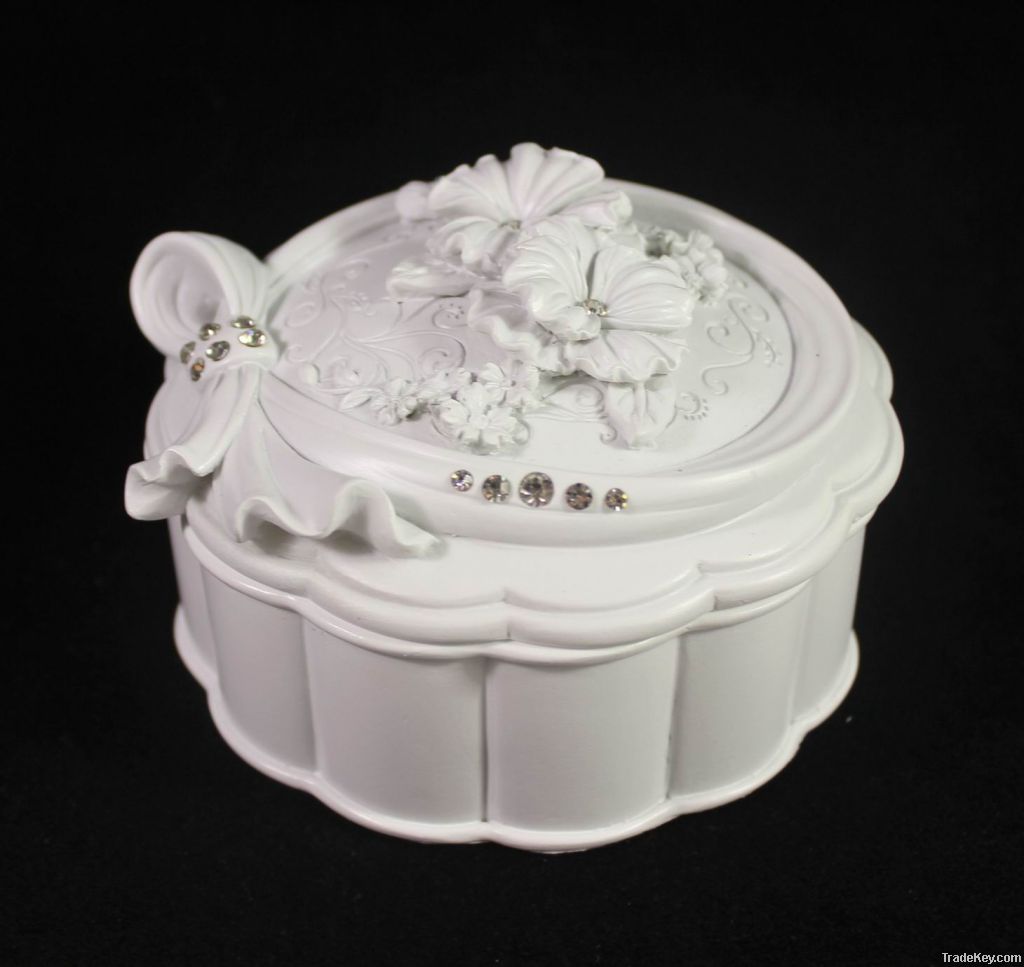 Polyresin Butterfly Jewelry Box Round, Pink Color Jewelry Case