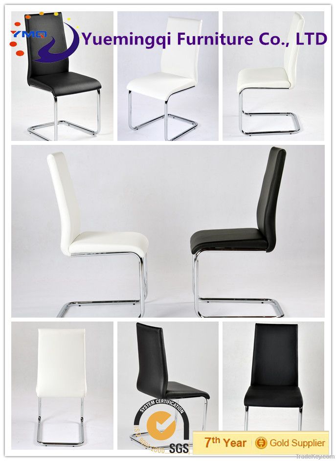 2014 new design leather dining chair/metal leg high back dining chair