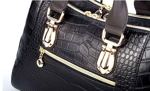 Genuine leather handbag with crocodile pattern, first class quality