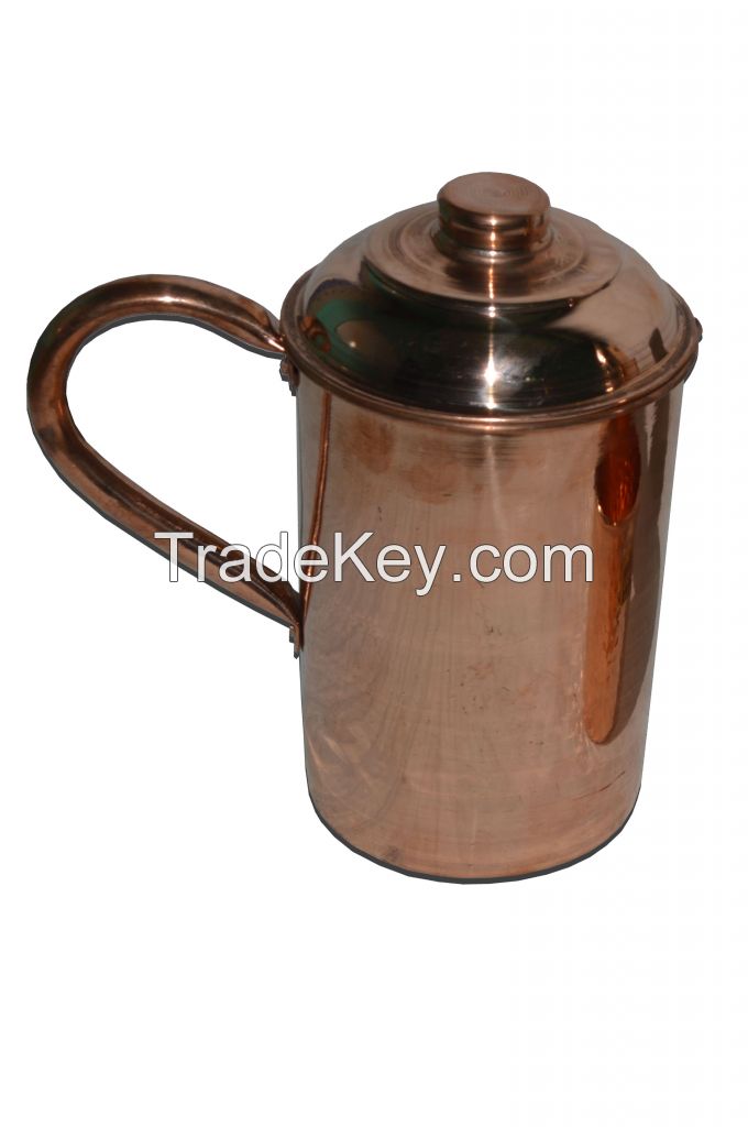 Raghav India 100% Genuine Pure Copper Curved Jug 1.6 Litre Capacity 