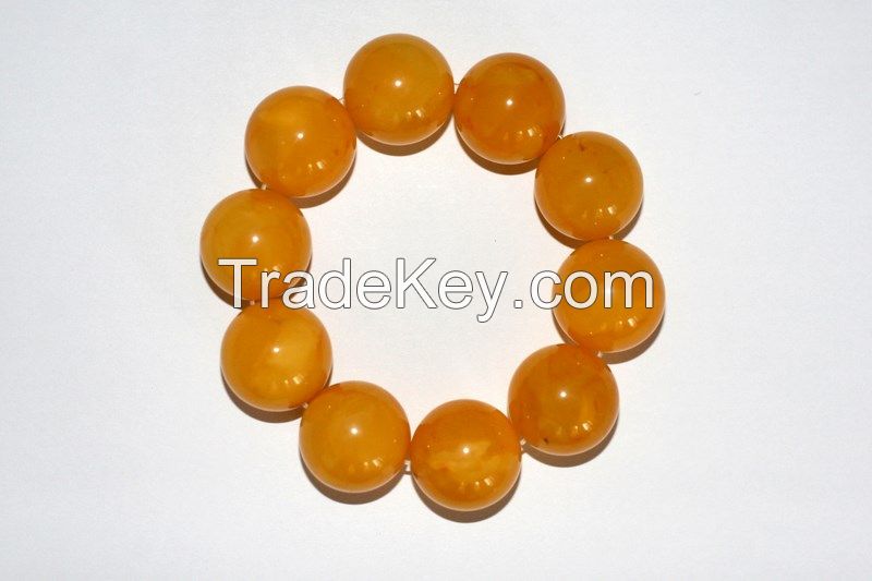 Baltic amber bracelet "ANTIQUE" old egg yolk color 63,22g huge beads 22,5mm!