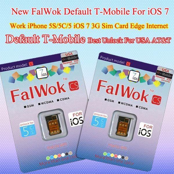 FalWok CS Default T-Mobile Unlock sim card for iPhone 5S/5C/5 Only Unlock USA T-Mobile Carrier use 3G sim card work EDGE Internet