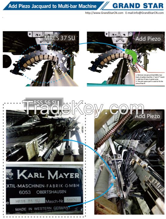 Warp Knitting Machine / Karl Mayer Lace Knitting Machine modification services for Add Piezo Jacquard to Multi-bar Machine