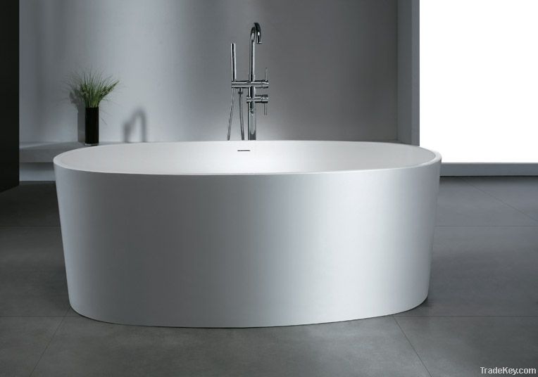 Freestanding solid surface artificial stone bathtub