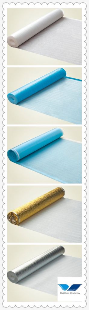 3 mm EPE foam underlayment one side with PE film aluminum coating and golden film