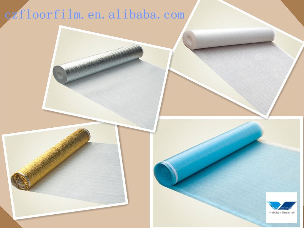 3 mm EPE foam underlayment one side with PE film aluminum coating and golden film