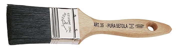  ART. 35 Flat brush in inches. High quality BLACK bristles. Wooden handle.