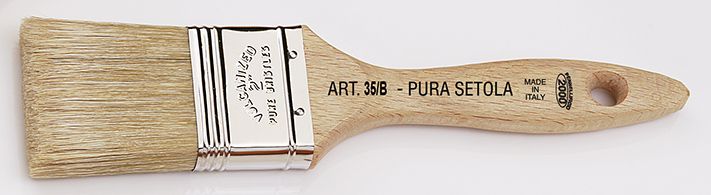  ART. 35B Flat brush in inches. High quality white bristles. Wooden handle.