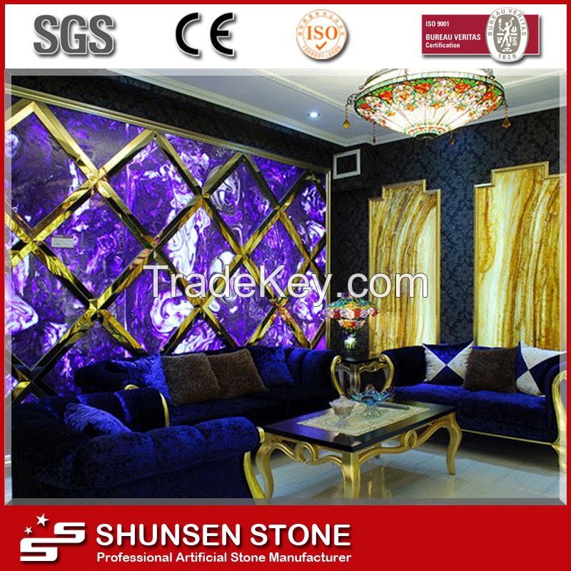 Wall Covering Stone Materials Translucent Resin Panel or Onyx Marble