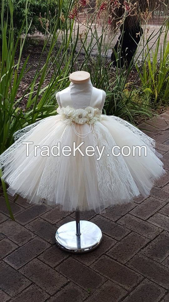 Cream Fancy Tutu Dress for Girls