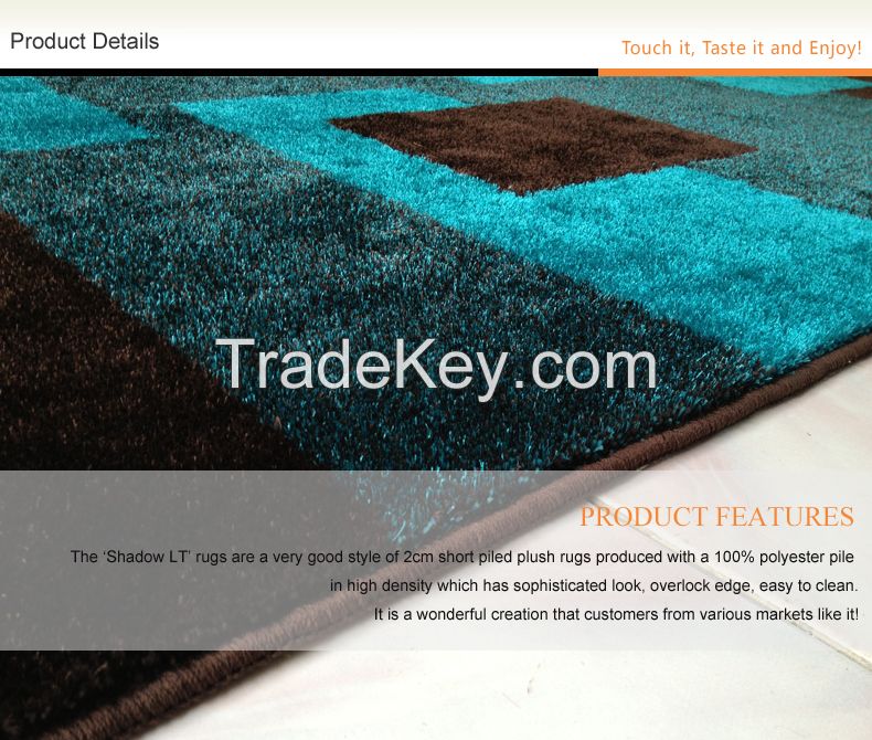 Blue block modern design teppich shag rug