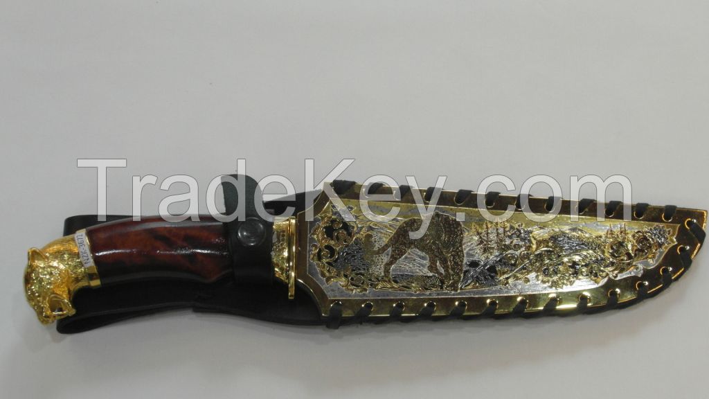 The knife souvenir Taganai-C, decorated in all-metal sheath