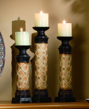 Set of 3 fleur de lis candle holders