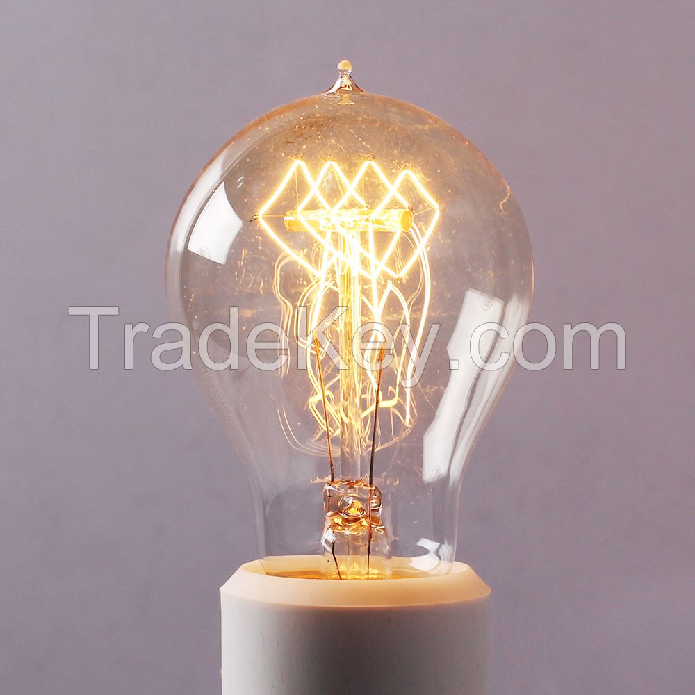 Parrot Uncle Vintage Edison Light Bulb 40w 110v Antique E26 Base Quad Loop Filament 40 Watt Incandescent Bulbs, A19 Four Drop