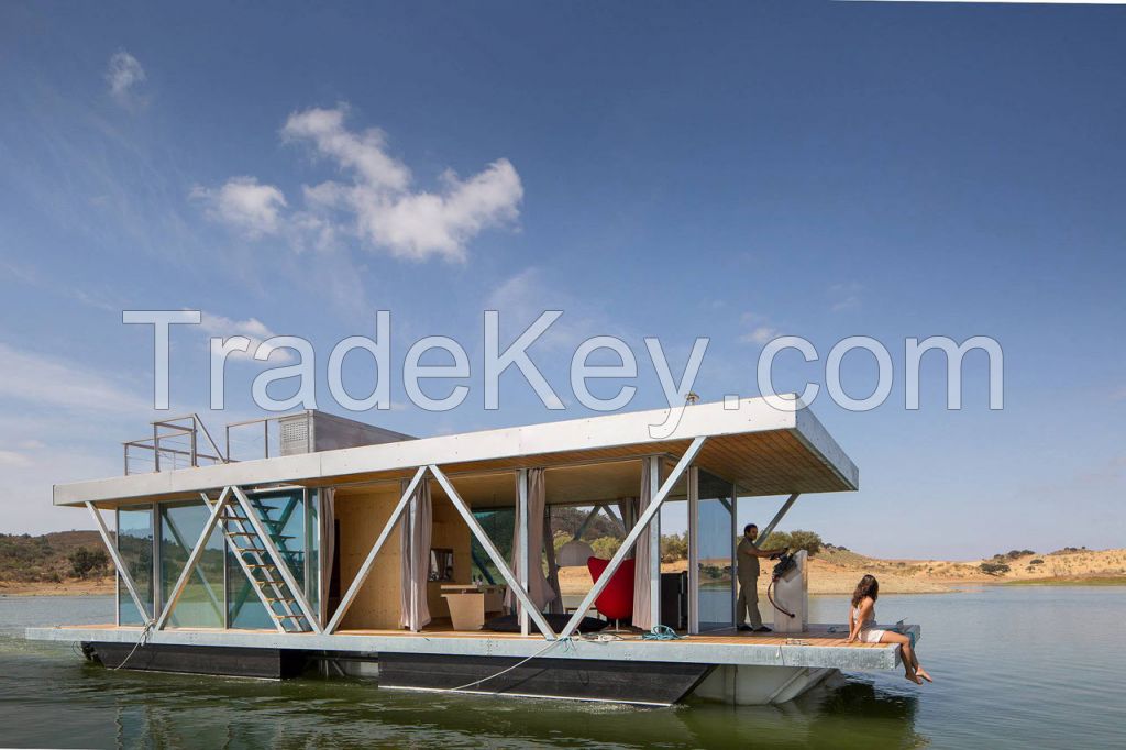 Aluminum Party Home Boat Floating Water Glass House Pontoon Boat Water House Boat Prefab House Mobile Home Houseboat