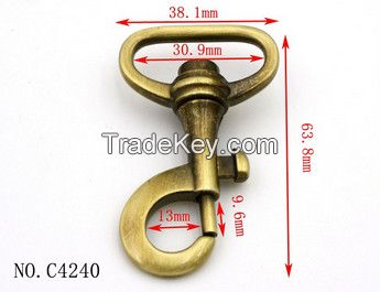 2016 new style bag accessories custom metal swivel brass snap hook