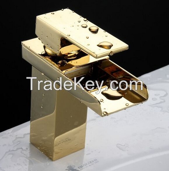 Single Handle Gold Plated Bathroom Water Faucet Basin Mixer