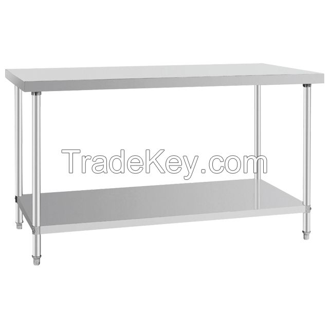 2 Layers Restaurant Stainless Steel Work Table Commercial Workbench