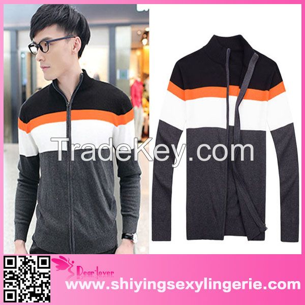 Fashion Casual men Front Zip woolen sweater design