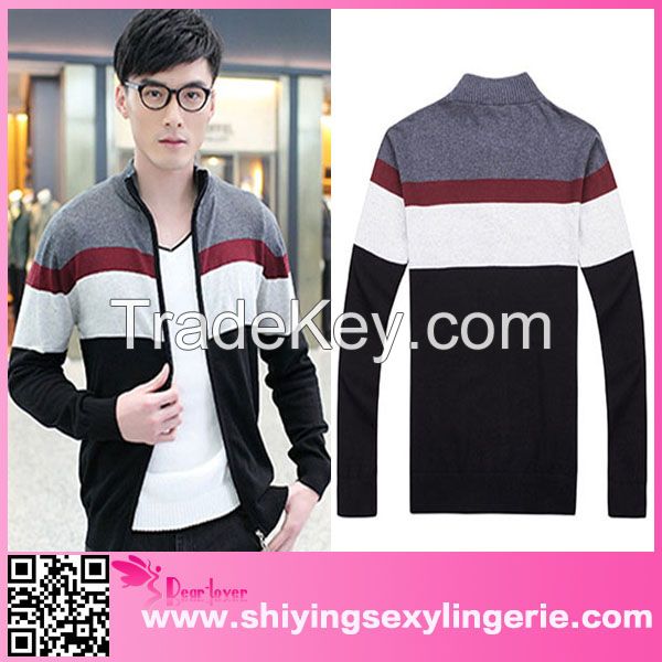 Fashion Casual men Front Zip woolen sweater design