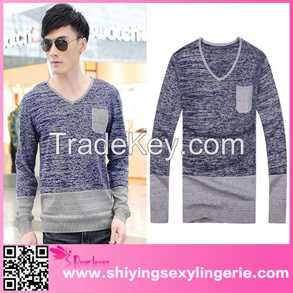 wholesale handmade V Neck Male knit wool sweater