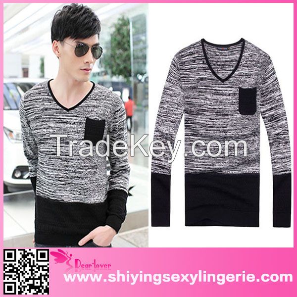 wholesale handmade V Neck Male knit wool sweater