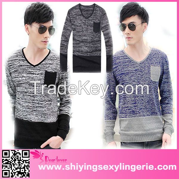 wholesale handmade V Neck Male knit wool sweater