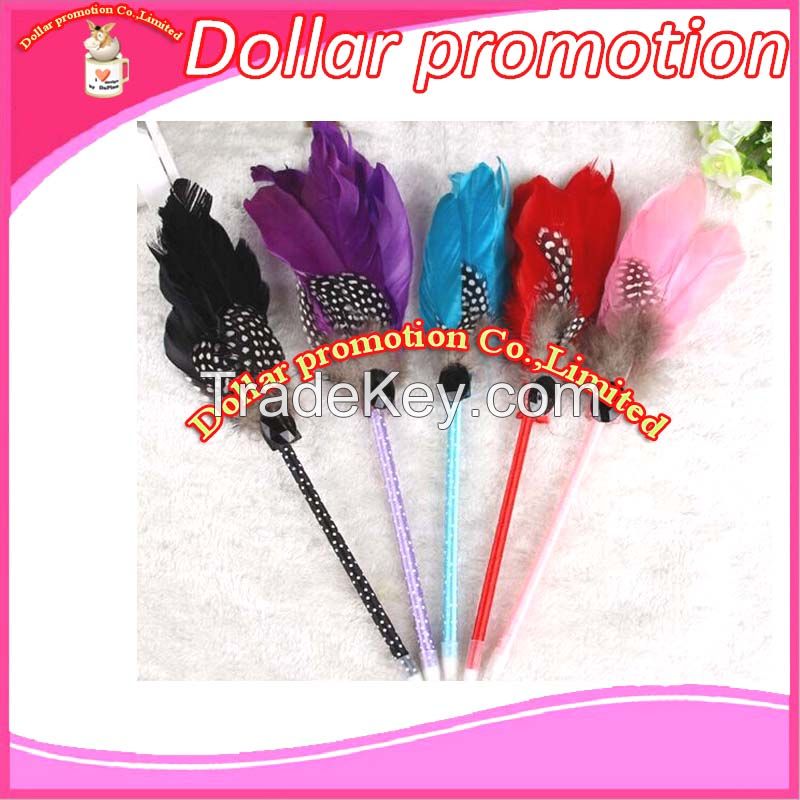 Dollar promotion]!wholesale 34cm sweet style feather pen gift pen promotion feather ballpoint pen