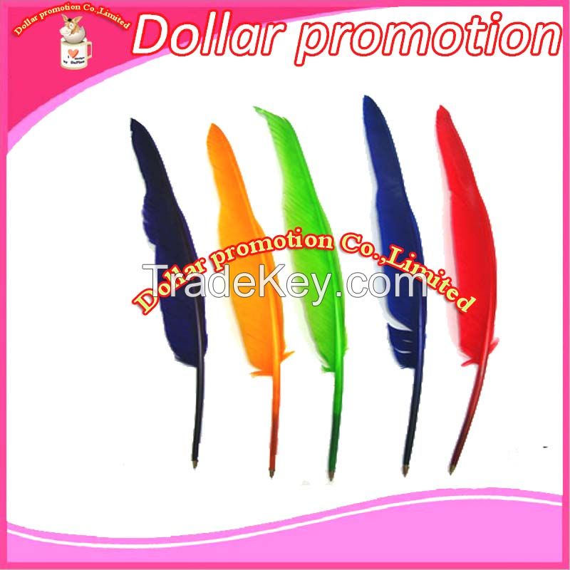 [Dollar promotion] custom logo  35cm craft ballpen unique feather pen, promotional gift pen wedding gift adversting gift pen school gift 