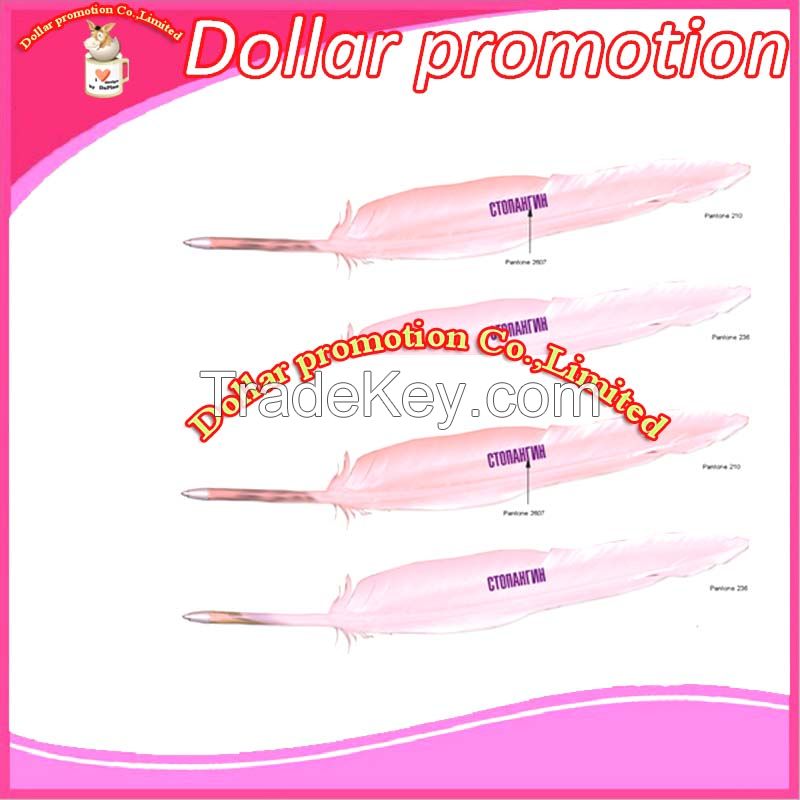 [Dollar promotion] custom logo  35cm craft ballpen unique feather pen, promotional gift pen wedding gift adversting gift pen school gift 