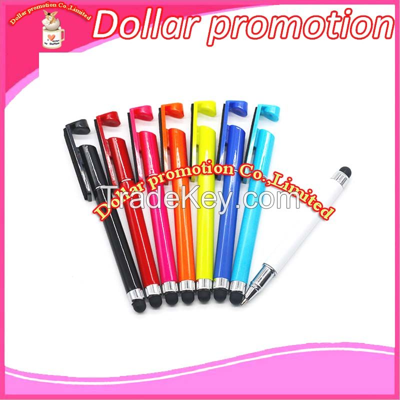 [Dollar promotion] Customized moq 5000pcs Multi function mobile phone ttouch screen ball point pen mixed color kawaii pen