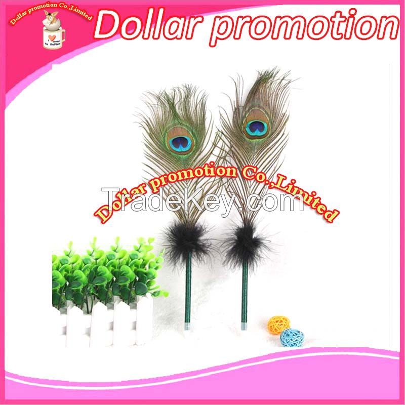  39cm craft ballpen feather pen simple unique peacock feather pen dot pen style for baby gift