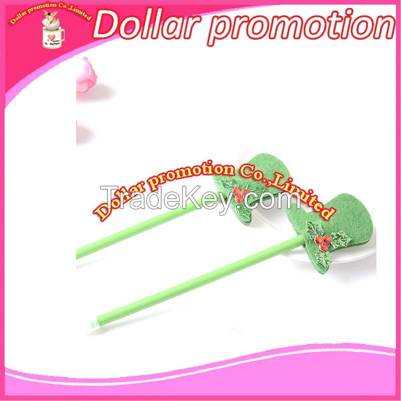 [Dollar promotion] Moq 1200pcs The Irish Festival felt cloth gift pen, clover pen pen cap, custom promotion fabric pen 